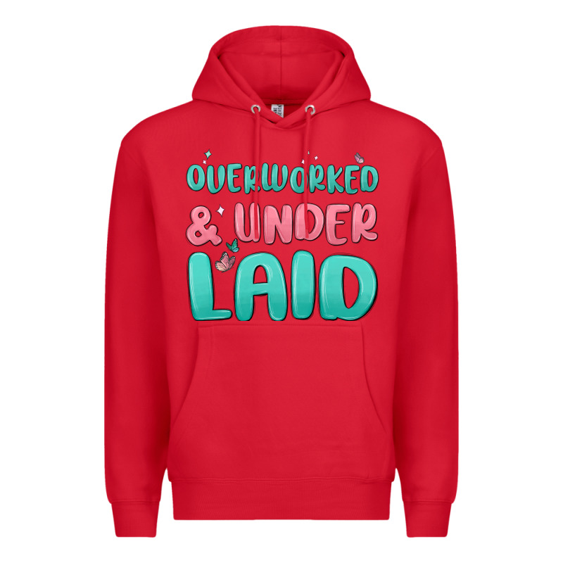 Overworked Underlaid Premium Hoodie by MaliasSmallBusiness | Teevron