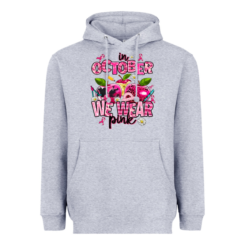 In October We Wear Pink Teachers Heavyweight Hoodie by AdoDesignShop | Teevron