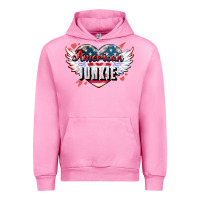 Fuchsia Pink American junkie Urban Hoodie - NancyCooperArtShop