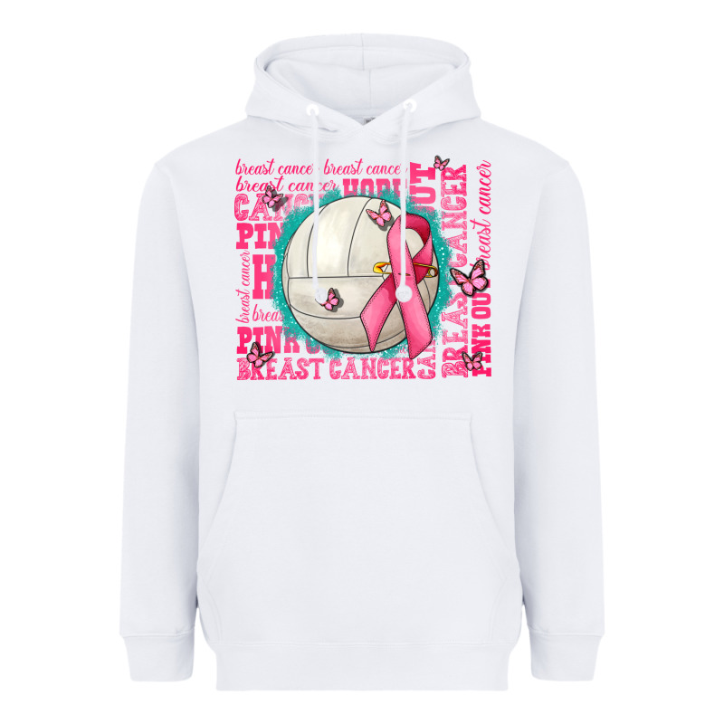 Pink Out Breast Cancer Volleyballs Heavyweight Hoodie by AdoDesignShop | Teevron