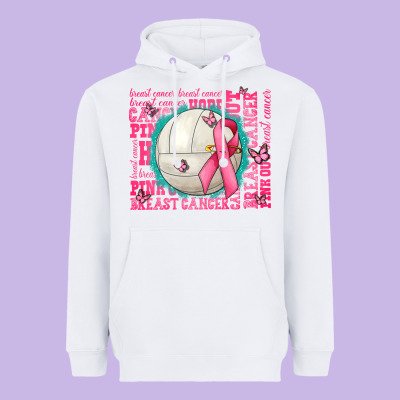 Pink Out Breast Cancer Volleyballs Heavyweight Hoodie Designed By Adodesignshop