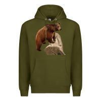 Army Green California Grizzly Bear Premium Hoodie - RanaPortraitStore