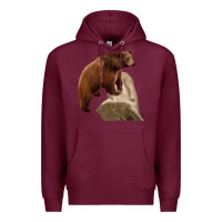 Burgundy California Grizzly Bear Premium Hoodie - RanaPortraitStore