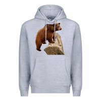 Heather Grey California Grizzly Bear Premium Hoodie - RanaPortraitStore