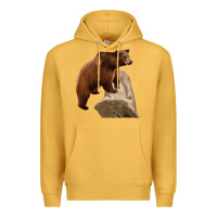 Mustard California Grizzly Bear Premium Hoodie - RanaPortraitStore