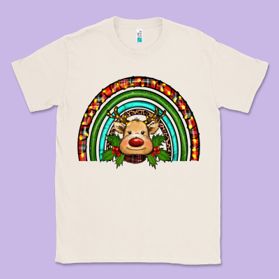 Reindeer Rainbow Christmas Classic Tee Designed By Ranaportraitstore