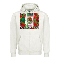 Oatmeal Heather mexican flag Zipper Hoodie - CTS Tumbler Store