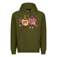 Army Green valentines  day conchas and cafecito Premium Hoodie - MaliasSmallBusiness