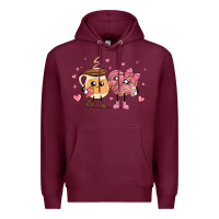 Burgundy valentines  day conchas and cafecito Premium Hoodie - MaliasSmallBusiness