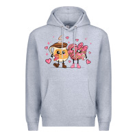 Heather Grey valentines  day conchas and cafecito Premium Hoodie - MaliasSmallBusiness