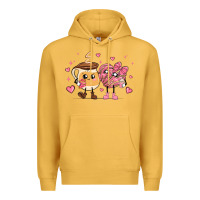 Mustard valentines  day conchas and cafecito Premium Hoodie - MaliasSmallBusiness
