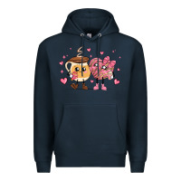 Navy valentines  day conchas and cafecito Premium Hoodie - MaliasSmallBusiness