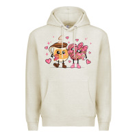 Oatmeal Heather valentines  day conchas and cafecito Premium Hoodie - MaliasSmallBusiness