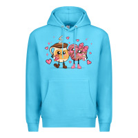 Ocean Blue valentines  day conchas and cafecito Premium Hoodie - MaliasSmallBusiness