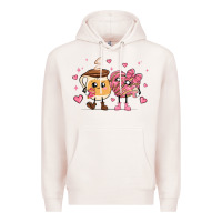 Pale Pink valentines  day conchas and cafecito Premium Hoodie - MaliasSmallBusiness