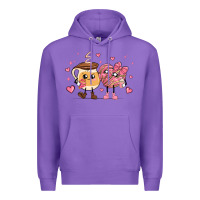 Purple valentines  day conchas and cafecito Premium Hoodie - MaliasSmallBusiness