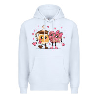 White valentines  day conchas and cafecito Premium Hoodie - MaliasSmallBusiness