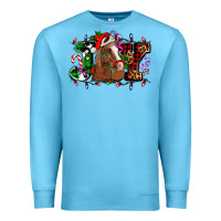 Ocean Blue joy and horse Christmas Premium Sweatshirt - AdoDesignShop