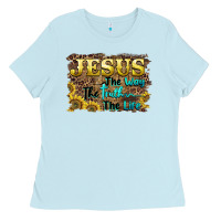 Baby Blue jesus the way the truth the life Ladies Tee - BarkalooDesign