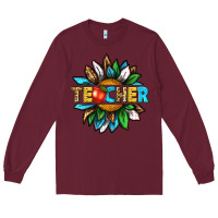Burgundy teacher sunflower tbw Long Sleeve Tee - texasbilliewilder