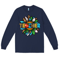 Navy teacher sunflower tbw Long Sleeve Tee - texasbilliewilder