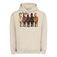 Pigment French Oak horses with christmas Urban Hoodie - MaliasSmallBusiness