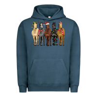 Pigment Midnight Navy horses with christmas Urban Hoodie - MaliasSmallBusiness