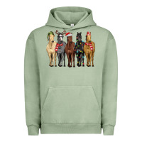Pigment Oil Green horses with christmas Urban Hoodie - MaliasSmallBusiness