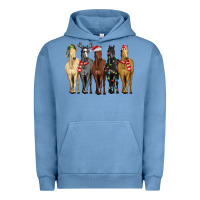 Pigment Pebble Blue horses with christmas Urban Hoodie - MaliasSmallBusiness