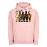 Pigment Salmon horses with christmas Urban Hoodie - MaliasSmallBusiness