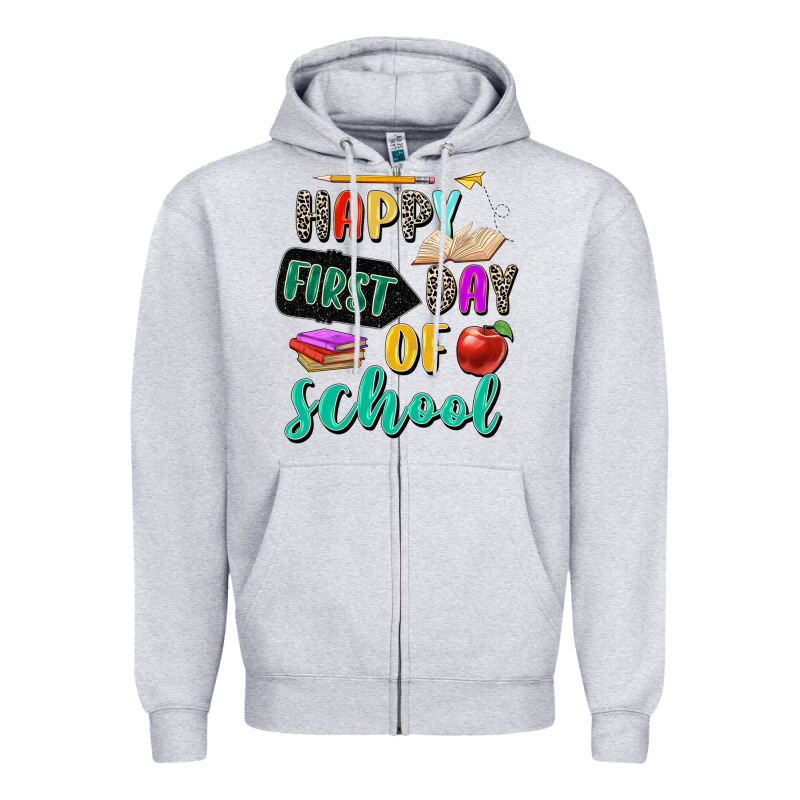 Happy First Day Of School Zipper Hoodie by Zillion Design Studio | Teevron