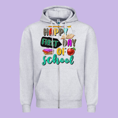 Happy First Day Of School Zipper Hoodie Designed By Zillion Design Studio