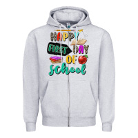 Heather Grey happy first day of school Zipper Hoodie - Zillion Design Studio