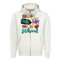 Oatmeal Heather happy first day of school Zipper Hoodie - Zillion Design Studio