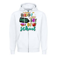 White happy first day of school Zipper Hoodie - Zillion Design Studio