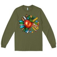 Army Green teacher sunflower Long Sleeve Tee - texasbilliewilder
