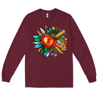 Burgundy teacher sunflower Long Sleeve Tee - texasbilliewilder