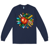 Navy teacher sunflower Long Sleeve Tee - texasbilliewilder