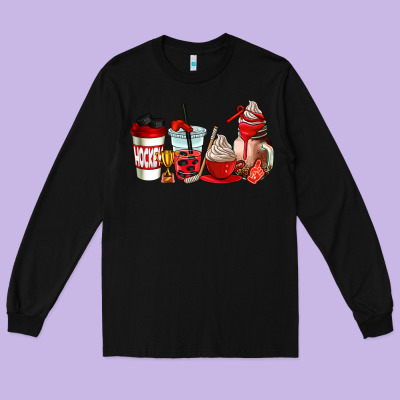 Hockey Coffee Cups Long Sleeve Tee Designed By Adodesignshop