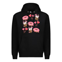 Black valentines day doodles Premium Hoodie - MaliasSmallBusiness