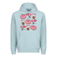 Blue Mist valentines day doodles Premium Hoodie - MaliasSmallBusiness