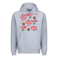 Heather Grey valentines day doodles Premium Hoodie - MaliasSmallBusiness