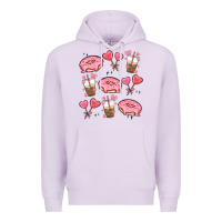 Lilac valentines day doodles Premium Hoodie - MaliasSmallBusiness