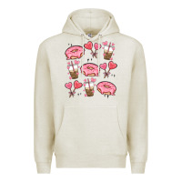 Oatmeal Heather valentines day doodles Premium Hoodie - MaliasSmallBusiness