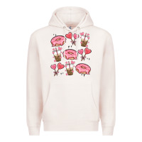 Pale Pink valentines day doodles Premium Hoodie - MaliasSmallBusiness