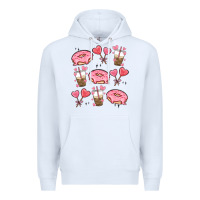 White valentines day doodles Premium Hoodie - MaliasSmallBusiness