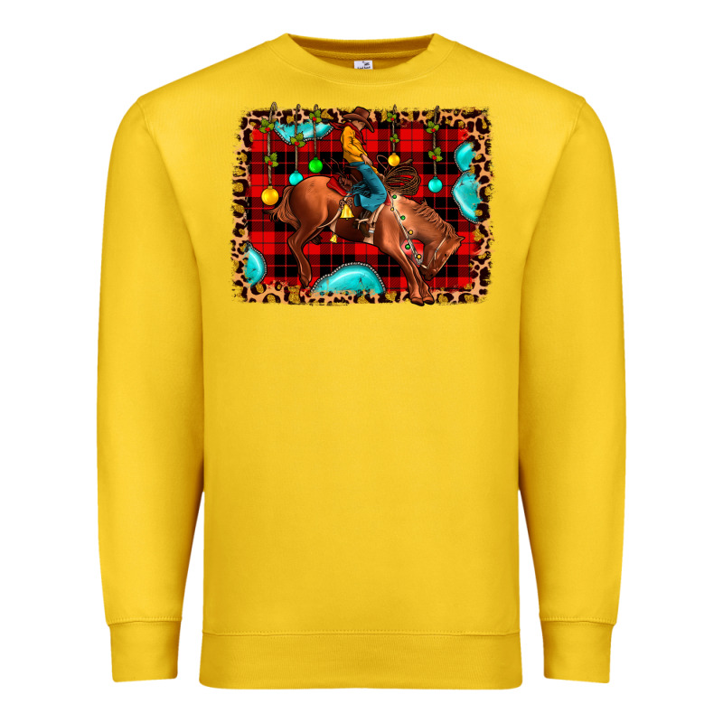 Christmas Rodeo Cowboy Premium Sweatshirt by JahusDesignShop | Teevron