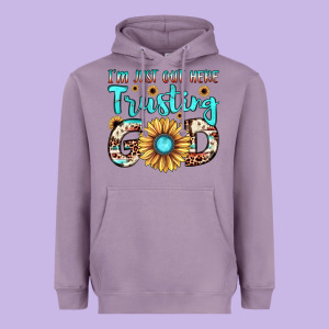 I'm Just Out Here Trusting God Heavyweight Hoodie Designed By Jahusdesignshop