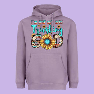 I'm Just Out Here Trusting God Heavyweight Hoodie Designed By Jahusdesignshop