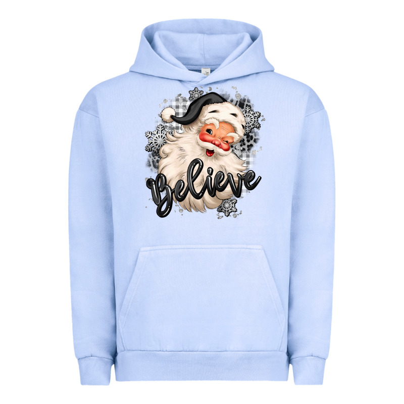 Believe Buffalo Plaid White Christmas Santa Claus Urban Hoodie by MaliasSmallBusiness | Teevron